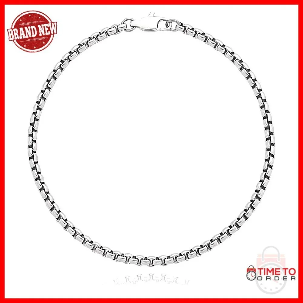 Pure Titanium Box Chain Bracelet 3mm 7.87 Inch Unisex Fashion Jewelry